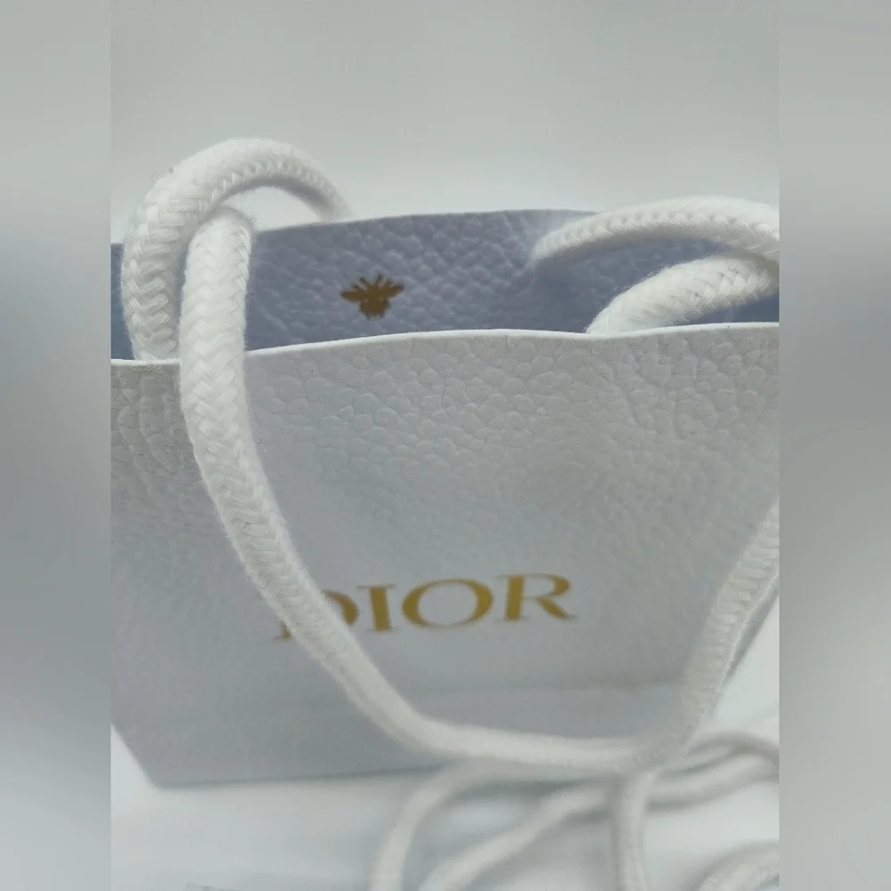 DIOR Small Gift Bags Set 4 White Gold Logo Rope Handles 5.75x5.25x2